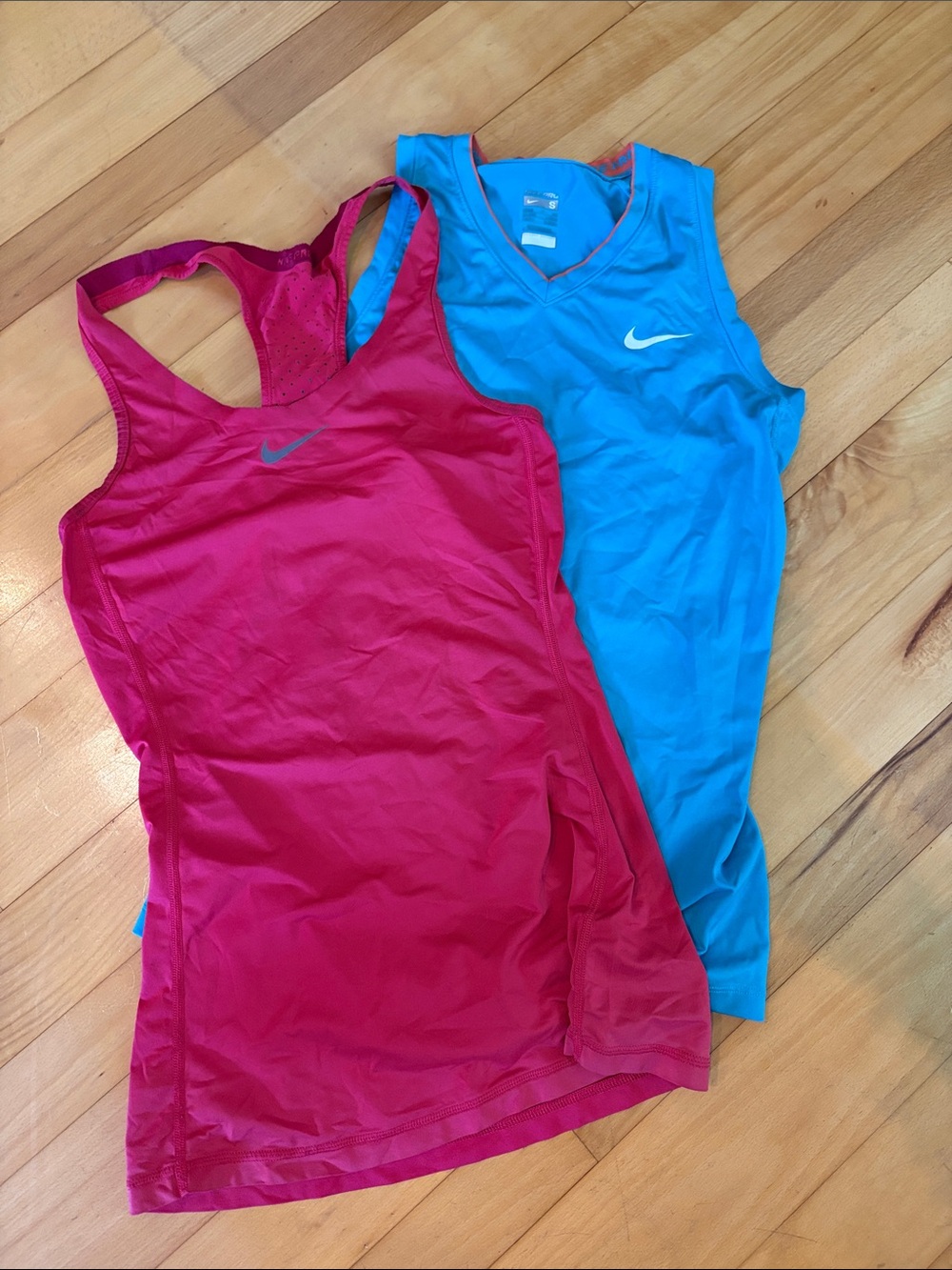 2 Nike Red & Blue workout Tanks